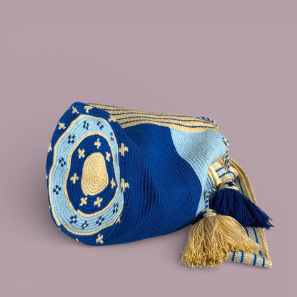 Mochila · Natural Blue Celeste Geometry