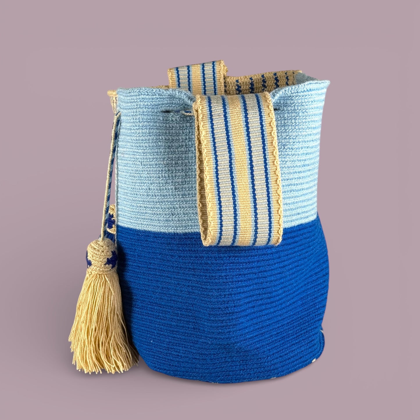 Mochila · Natural Blue Celeste Geometry