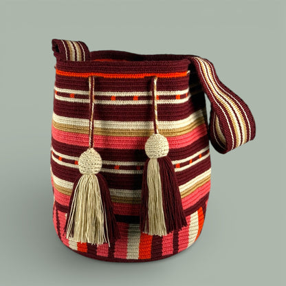 Mochila · Burgundy Latte & Pink Lines