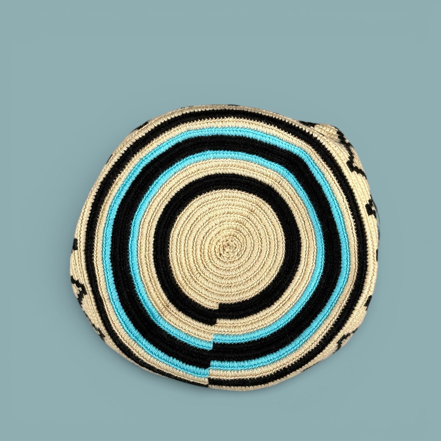 Mochila · Ivory Blue & Teal Diamond Pattern