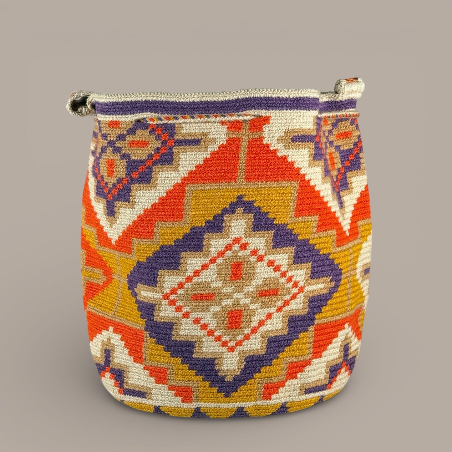 Mochila · Natural Orange Mustard Diamond Pattern