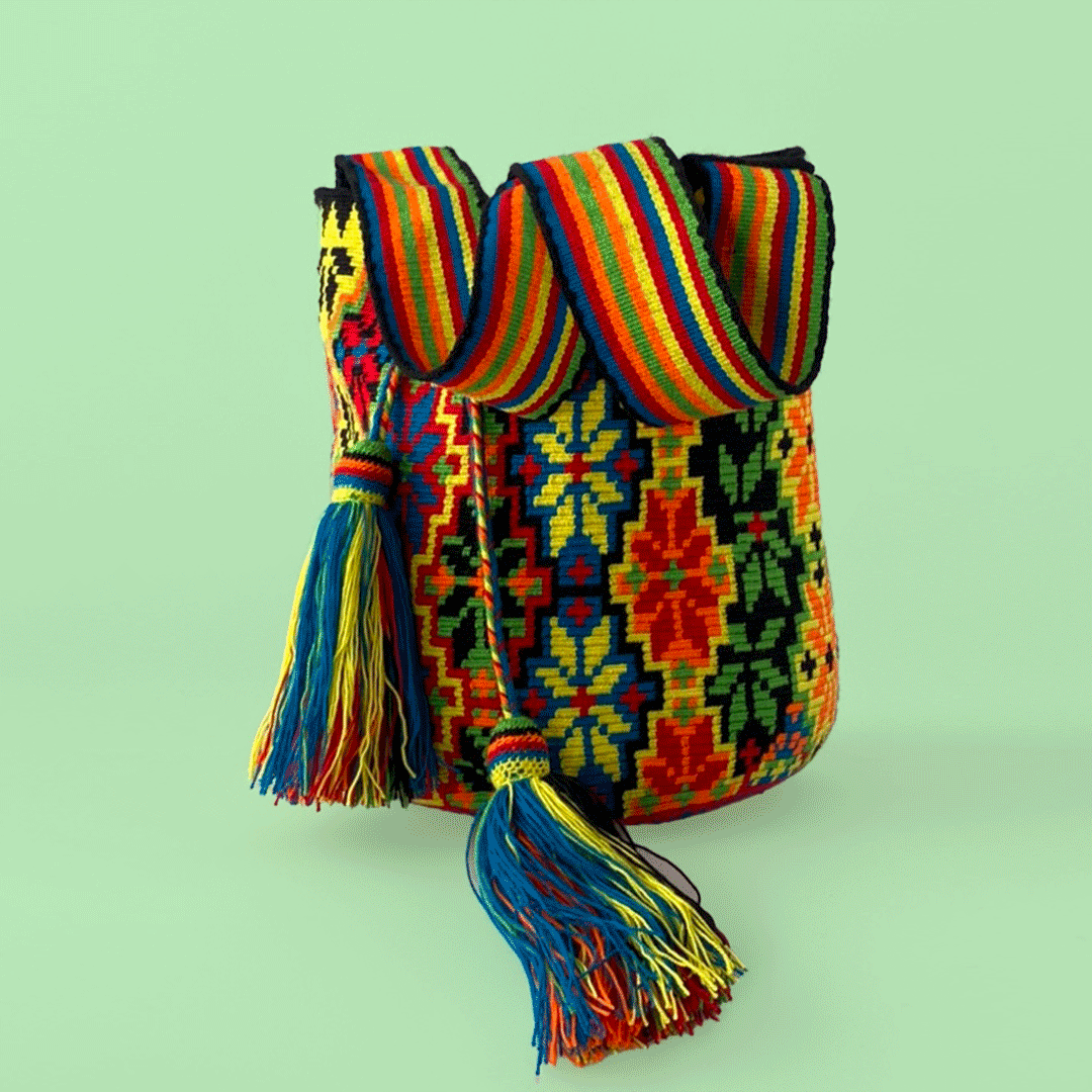 Wayuu Shoulder bag black color star of life