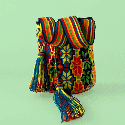 Wayuu Shoulder bag black color star of life