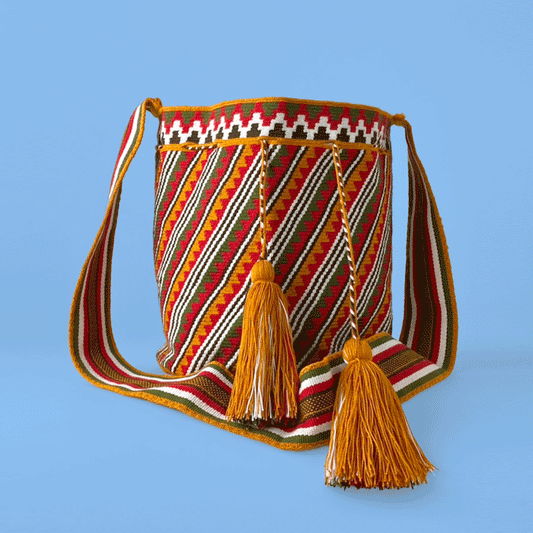 Wayuu Shoulder bag gold red olive