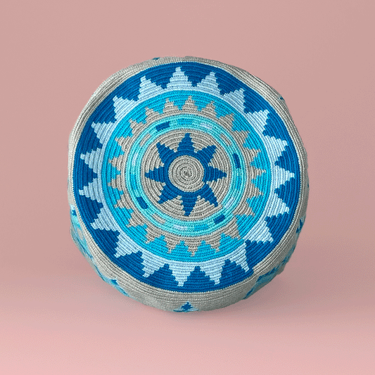 Wayuu shoulder bag grey teal blue