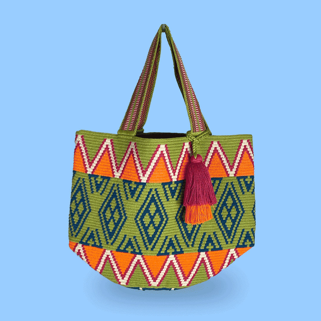 Wayuu Tote bag green orange pink