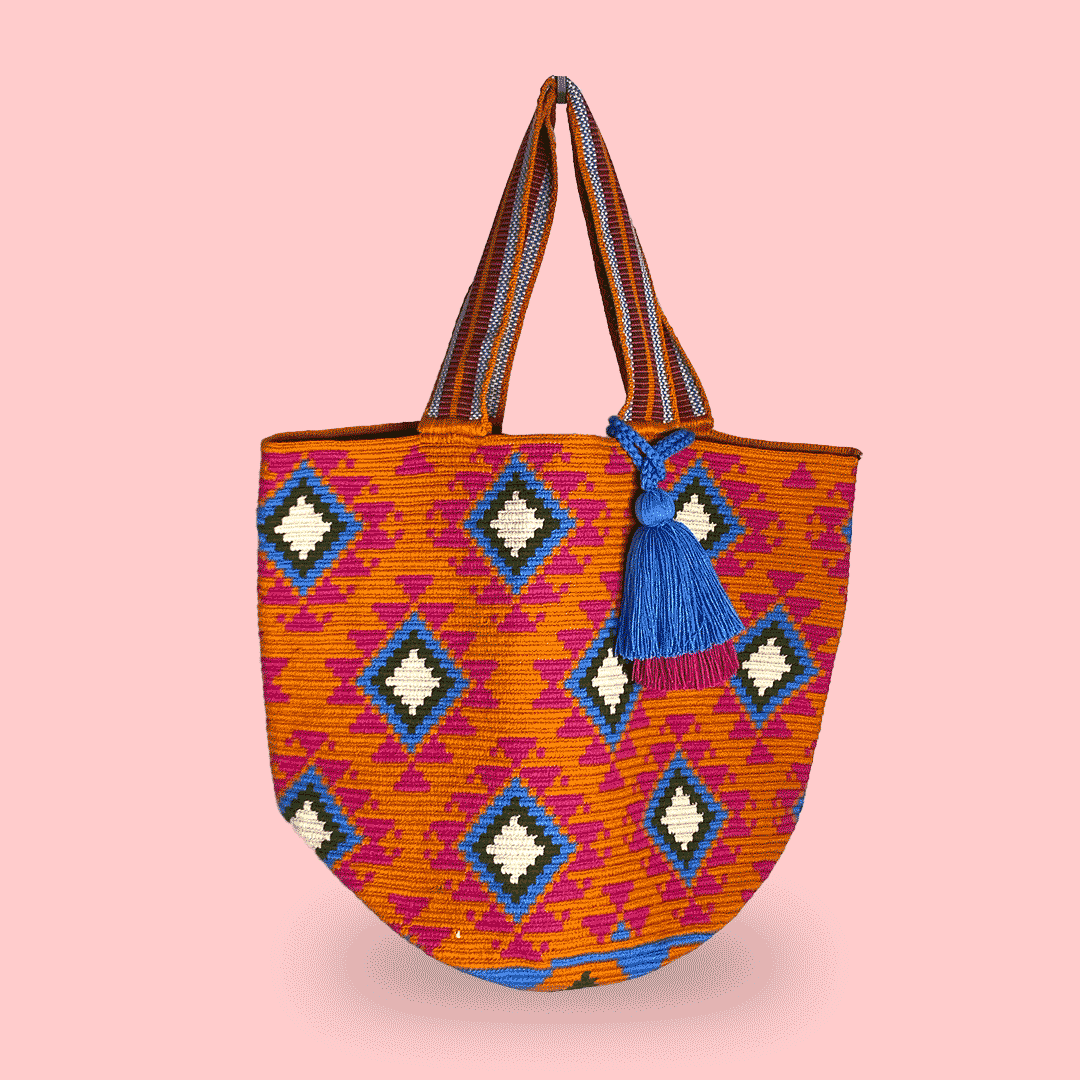 Wayuu Tote bag orange pink blue