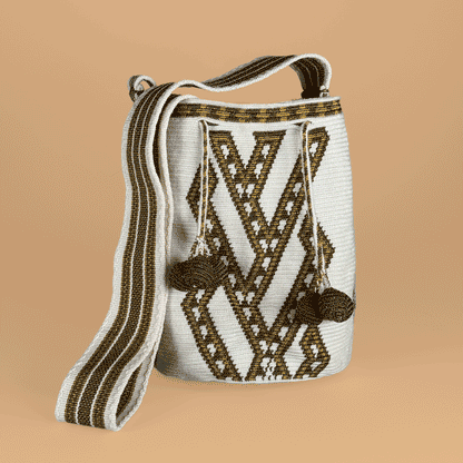 Wayuu Shoulder bag white gold and bronze
