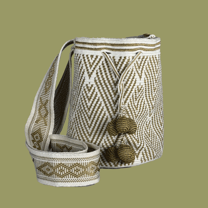 Wayuu Shoulder bag white gold line diamonds