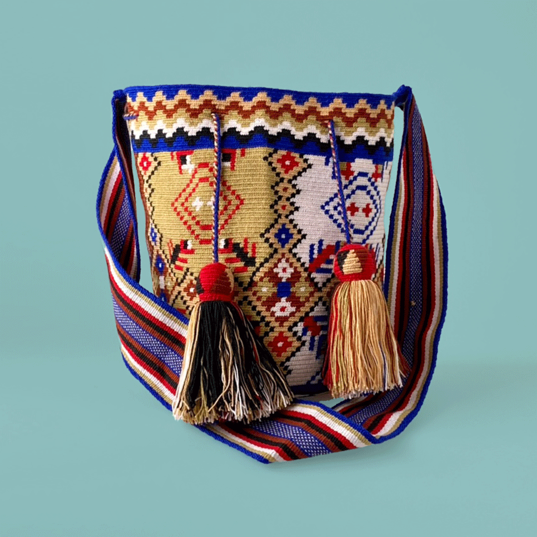 Wayuu Shoulder bag blue red tan