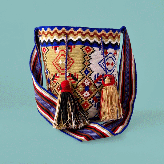 Wayuu Shoulder bag blue red tan