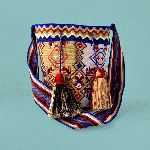 Wayuu Shoulder bag blue red tan – Laka Chaka