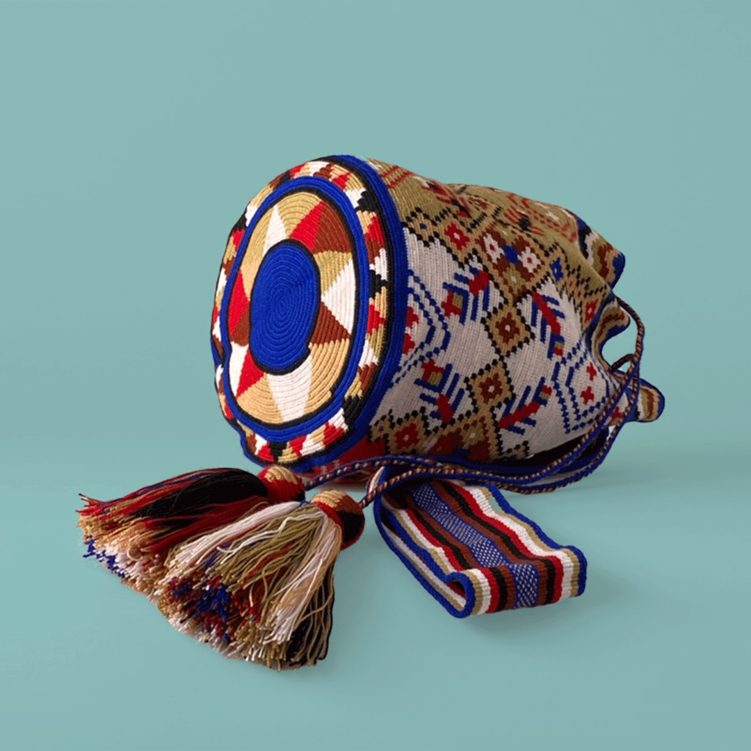 Wayuu Shoulder bag blue red tan
