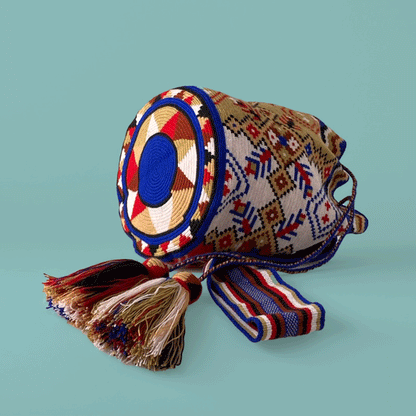 Wayuu Shoulder bag blue red tan