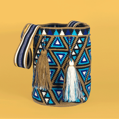 Wayuu Shoulder bag blue tan teal