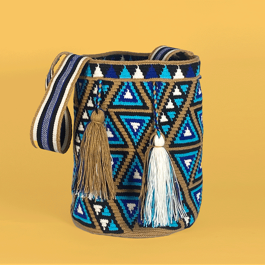 Wayuu Shoulder bag blue tan teal