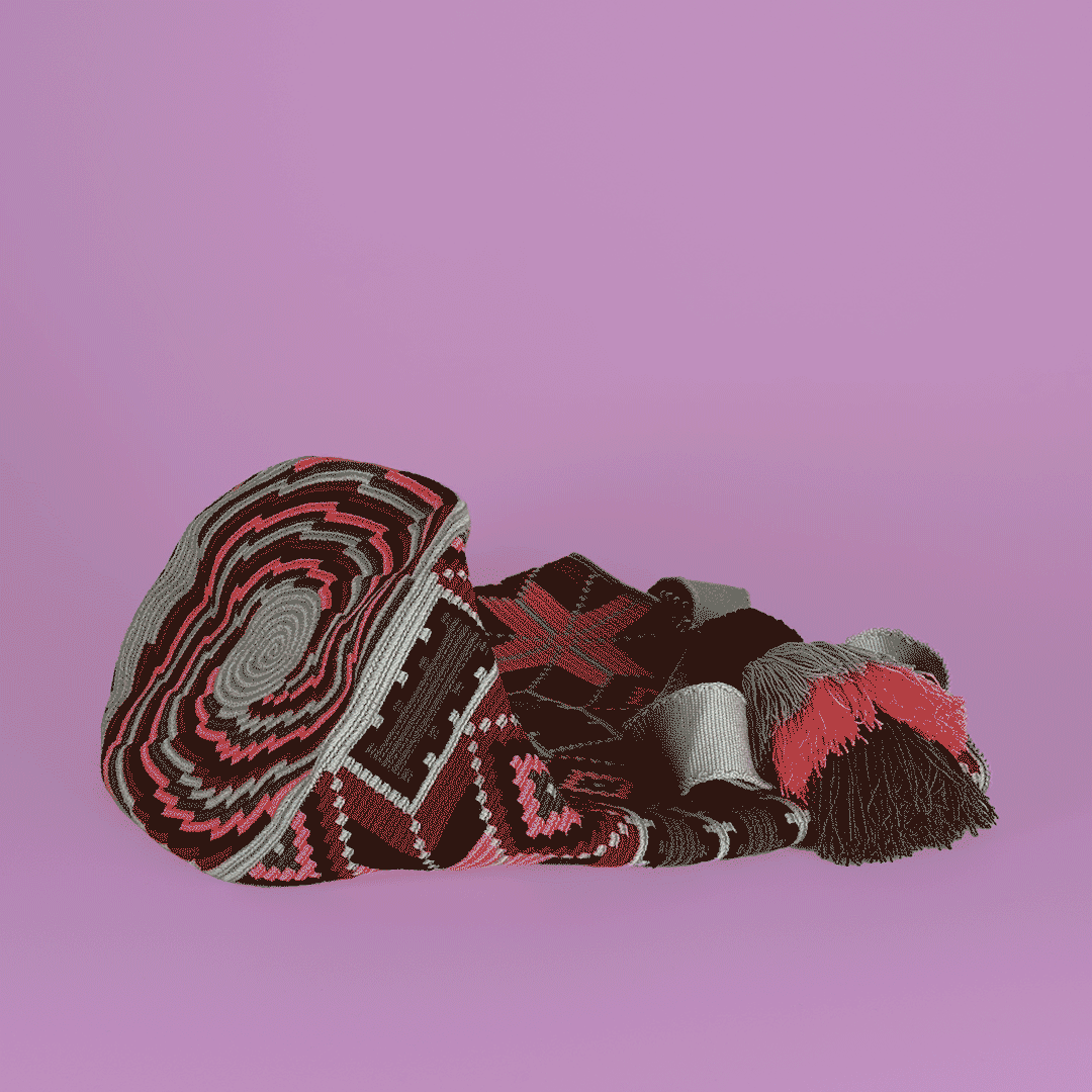 Wayuu Tote bag grey pink olive