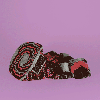 Wayuu Tote bag grey pink olive