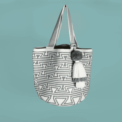 Wayuu Tote bag white grey
