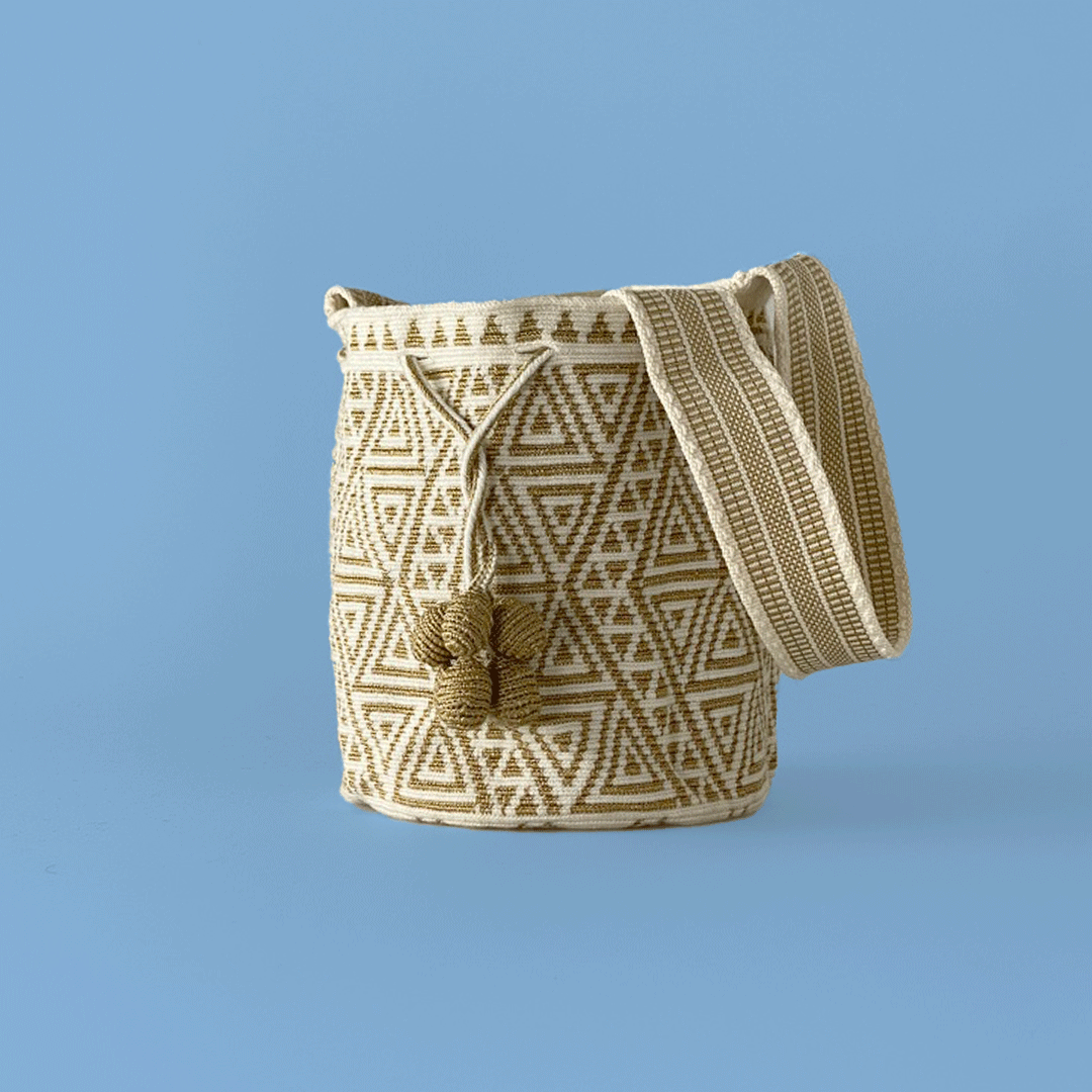 Wayuu Shoulder bag white gold
